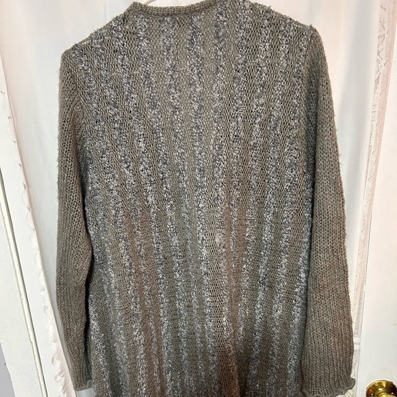 Moffi International -lg-Elegant Gray Women's Cardigan 5% Mohair- very long - Picture 7 of 9